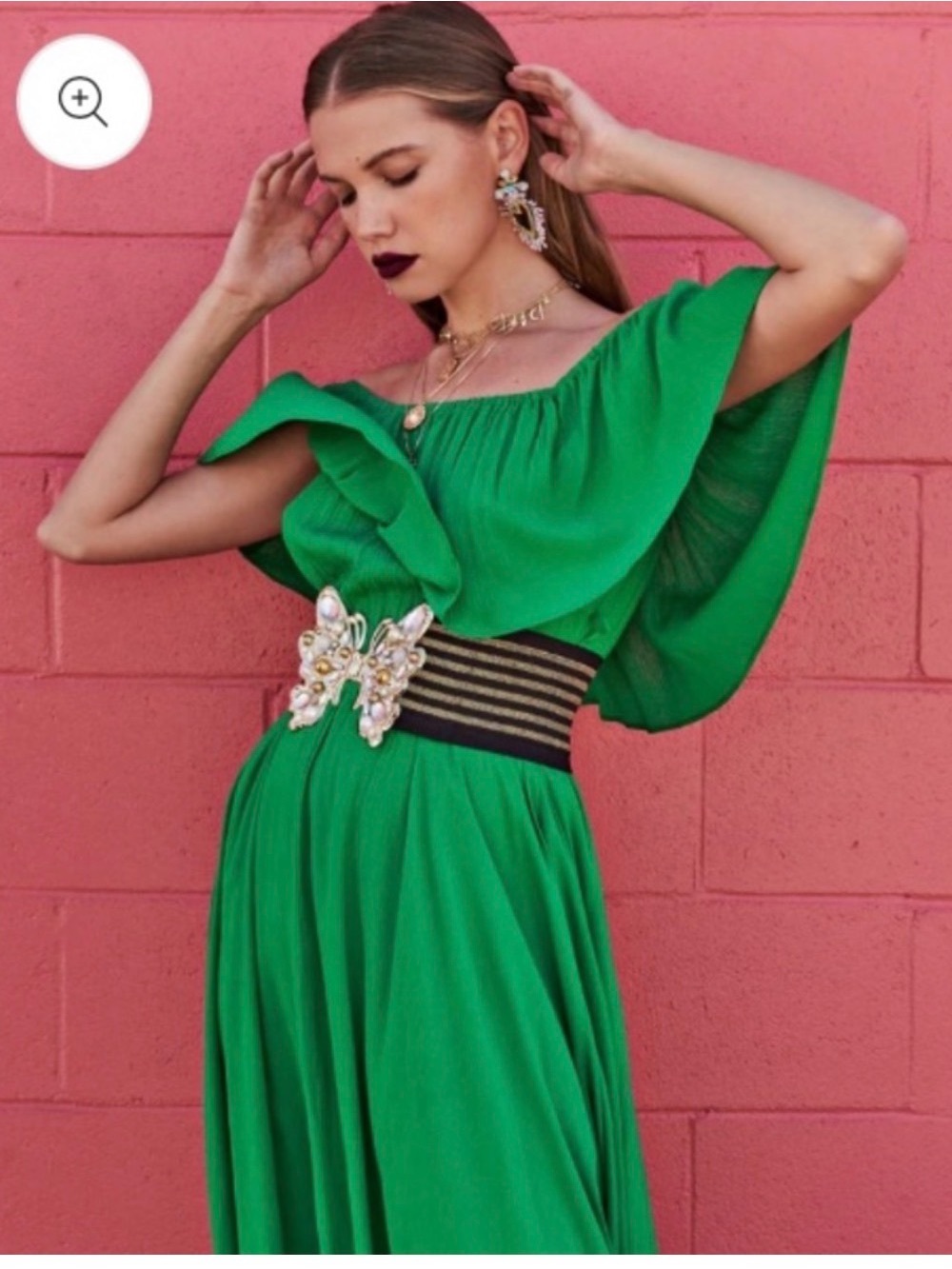 NWT Meghan Fabulous Morning Glory Maxi Dress Emerald Green Size Small